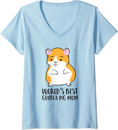 Womens Guinea Pig Mama World's Best Mom V-Neck T-Shirt