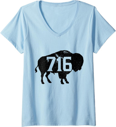 Buffalo New York Area Code 716 Buffalo Ny Pride Bison V-Neck T-Shirt