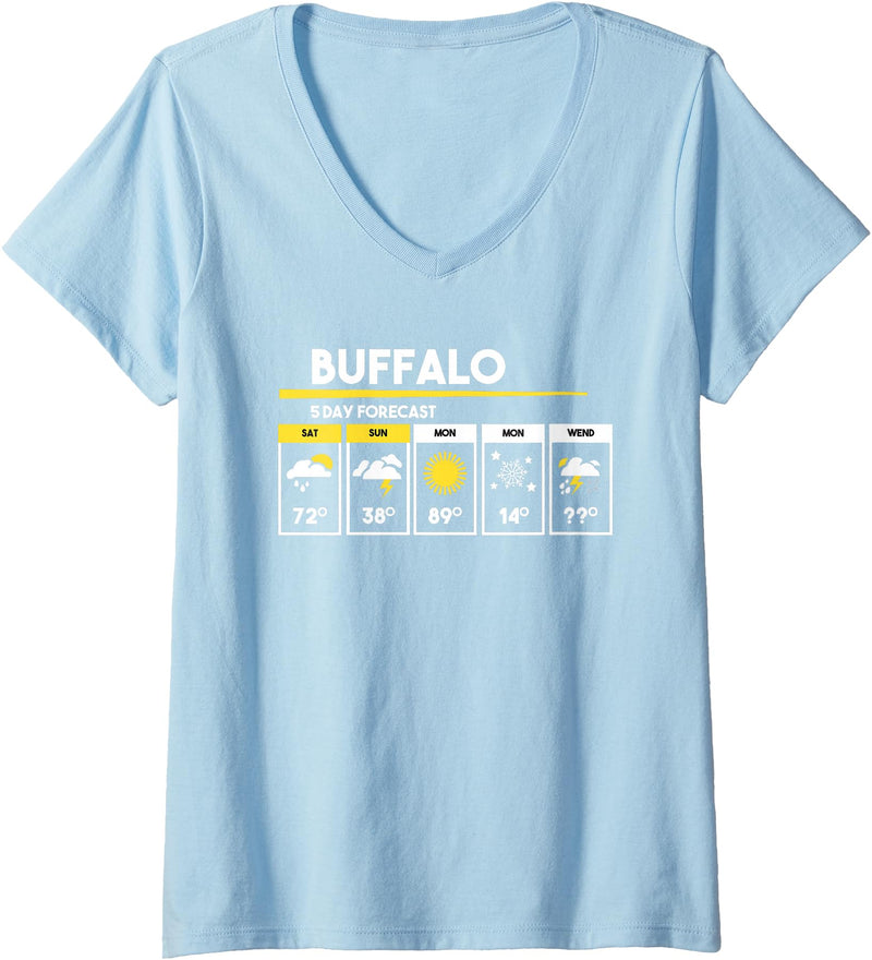 Buffalo 5 Days Forecast Tees Womens Buffalo 5 Days Forecast V-Neck T-Shirt - Baby Blue