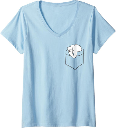 Cute Polar Bear Gifts And Tees Womens Polar Bear in Bag Cute Polar Bear Children Baby Polar Bear V-Neck T-Shirt