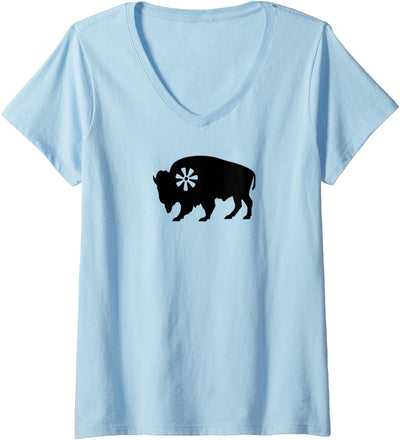 Cow Womens Stutelage Buffalo V-Neck T-Shirt