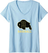 Buffalo High School, Buffalo, WY 82834 Women's Buffalo High School WY Logo Baseball V-Neck T-Shirt - Baby Blue