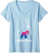 LGBT Bisexual Pride Mama Bear Designs Co. Womens LGBT Bisexual Pride Mama Bear Bi V-Neck T-Shirt - Baby Blue