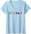 Bear In The Cloud Womens Coexist V-Neck T-Shirt - Baby Blue