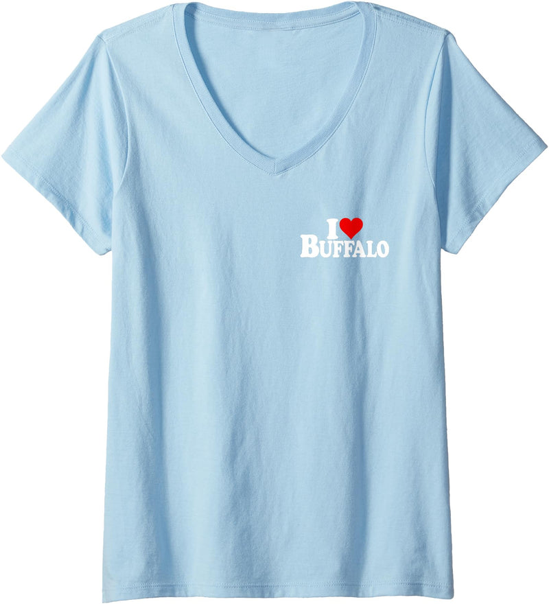 LOVE OF BUFFALO HEART CITY APPAREL Women's I Love Heart Buffalo NY V-Neck T-Shirt - Baby Blue