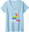 Funny Bear Family Gay LGBT Pride HBL Womens LGBT Auntie Bear Aunt Gay Pride Proud Mom Mother's Day V-Neck T-Shirt - Baby Blue
