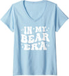 AddictiveDesignsCo Animal Merch Women's In My Bear Era School Mascot Spirit Wildlife Animal Love V-Neck T-Shirt - Baby Blue