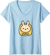 Women's Usagi Cute Rabbit Woodland Animals Kawaii Bunny V-Neck T-Shirt in Baby Blue