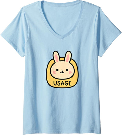 Kawaii Bunny Usagi Badge V-Neck T-Shirt