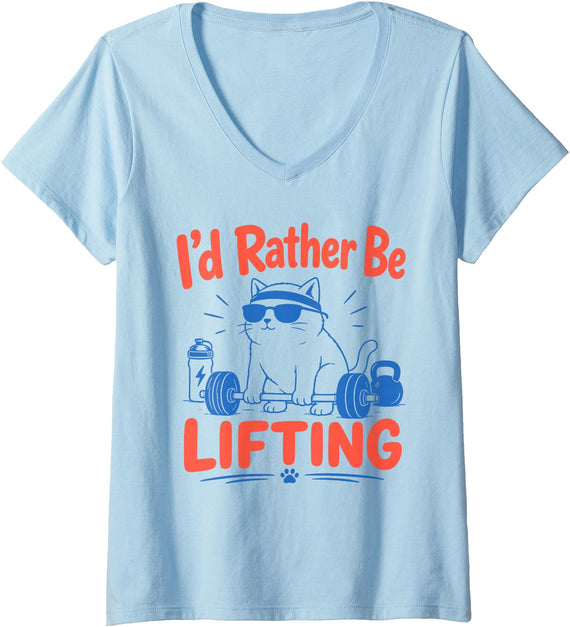 Weightlifting Gym Powerlifting Women's I'd Rather Be Lifting Weightlifting for Weightlifters V-Neck T-Shirt - As Pictured