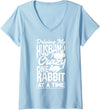 Womens Driving My Husband Crazy One Rabbit at a Time V-Neck T-Shirt in Baby Blue