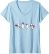 Polar Bear Lover Patriotic Veterans Day Costume Women's Funny Polar Bear American USA Flag 250 Years 4th of July V-Neck T-Shirt - Baby Blue