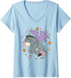 Women's Disney Winnie the Pooh Halloween Eeyore Trick-or-Treat Candy V-Neck T-Shirt - Baby Blue