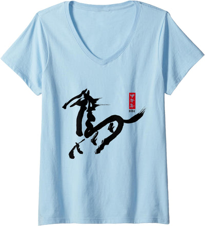 Horse Lovers Those born in Year of the Horse Women Women's Chinese New Year 2026 Year of the Horse Traditional Art V-Neck T-Shirt