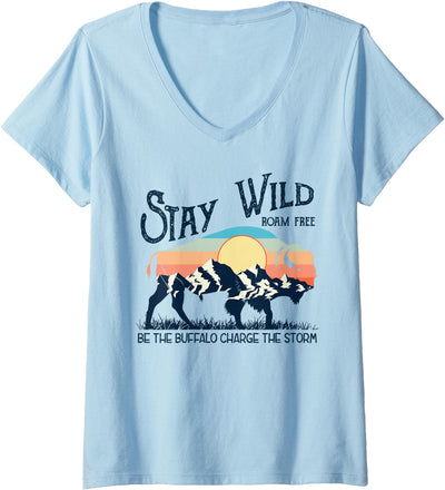 Cow Buffalo Bison National Park Wild Animal Lover V-Neck T-Shirt