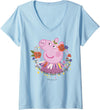 Womens Peppa Pig Magical Portrait V-Neck T-Shirt - Baby Blue