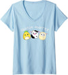 Funny anime designs Womens Squish hunter cute animals pineapple cow lamb V-Neck T-Shirt - Baby Blue