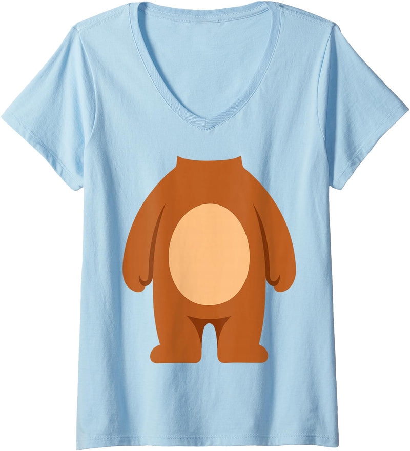 Bear Costume Shirts Women's Bear Costume Shirt Adult Kids Men Women Brown Bear Costume V-Neck T-Shirt - Baby Blue