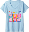 Womens Peppa Pig Family Box Up V-Neck T-Shirt - Baby Blue