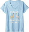 GenX Gear Women's Funny Llamas Carl What did You Do? CAAAARL with Hats Meme V-Neck T-Shirt - Baby Blue