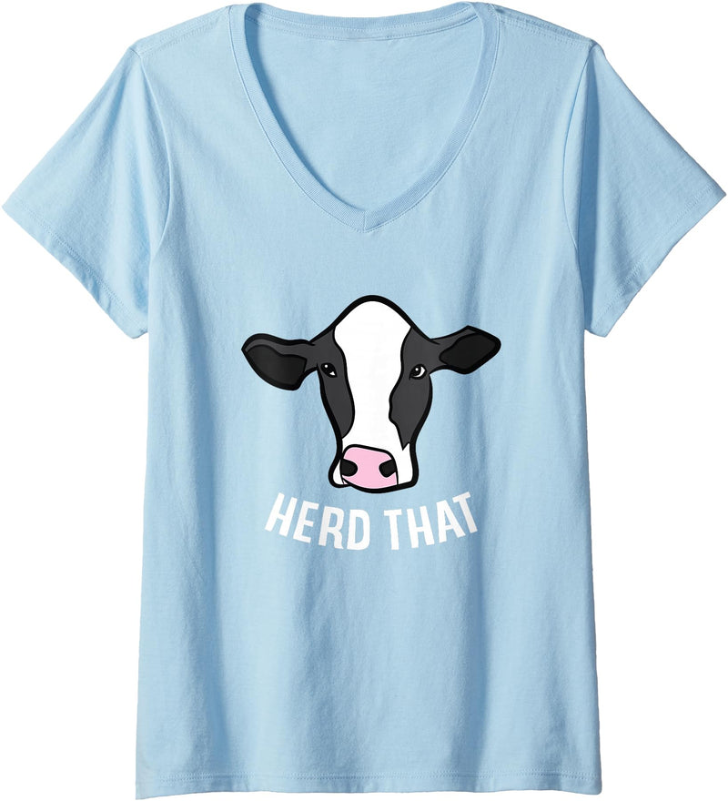Cute Cow Animal Gifts Womens Funny Cow Farming Gift For Cow Farmer Herd That V-Neck T-Shirt - Baby Blue