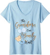 Baby Bear Baby Shower Theme Matching Co Womens Baby Bear Baby Shower Theme Grandma Bearly Wait Baby Boy V-Neck T-Shirt - Baby Blue