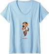 Bahaa's Tee Womens Men's Women's Kids Teddy Bear Graphic Cool Designs Funny V-Neck T-Shirt - Baby Blue