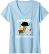 llama shirt collection by Jean Olivier Womens funny llama with hats lama with hat carl funny birthday V-Neck T-Shirt - Baby Blue