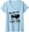 Womens Do Not Pet The Fluffy Cows American Bison Vintage V-Neck T-Shirt - Baby Blue