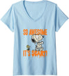 Womens Peanuts Halloween Snoopy Scary Mummy V-Neck T-Shirt - Baby Blue