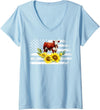 Proud Hereford Cow Boy Hereford Cow Girl Womens Hereford Cow US Flag Hereford Cow Lover Hereford Cattle V-Neck T-Shirt -