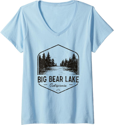 Women's Big Bear Lake California Outdoors Vintage V-Neck T-Shirt