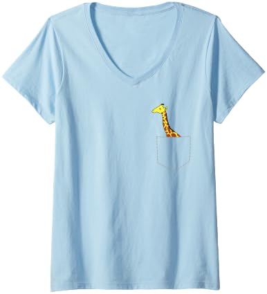 Womens Cute Giraffe in Bag Cool Large Giraffe Large V-Neck T-Shirt