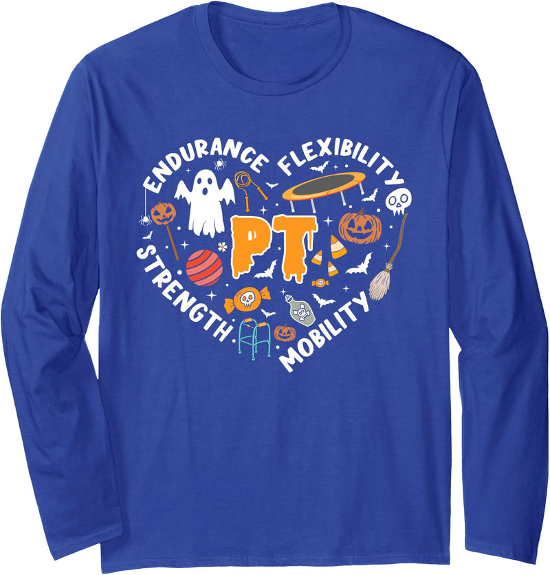 Physical Therapy design Physical Therapist pt halloween physical therapy spooky Long Sleeve T-Shirt - Royal Blue