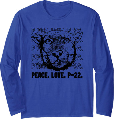 P-22 Mountain Lion Legend LA California Art P22 Peace Love Long Sleeve Shirt