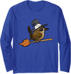 Birdorable Wren Witch Halloween Festive Fall Holiday Bird Long Sleeve T-Shirt - Royal Blue