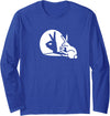 Funny Rabbit Hand Shadow Projection Bunny Hare Pop Long Sleeve Shirt in Royal Blue