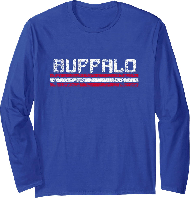RetroTown Tees Buffalo New York Retro Vintage Weathered Throwback Long Sleeve T-Shirt - As Pictured