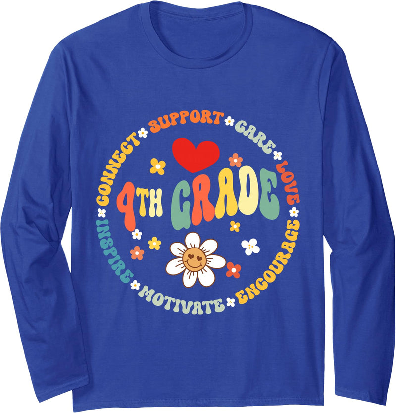 Groovy Fourth Grade Back to School For Teachers 4th Grade Teacher Back To School First Day Fourth Grade Long Sleeve T-Shirt