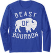 Drinking Fun designs - Big Ray Designs Beast of Bourbon Drinking Whiskey design Bison Buffalo Party Long Sleeve T-Shirt -