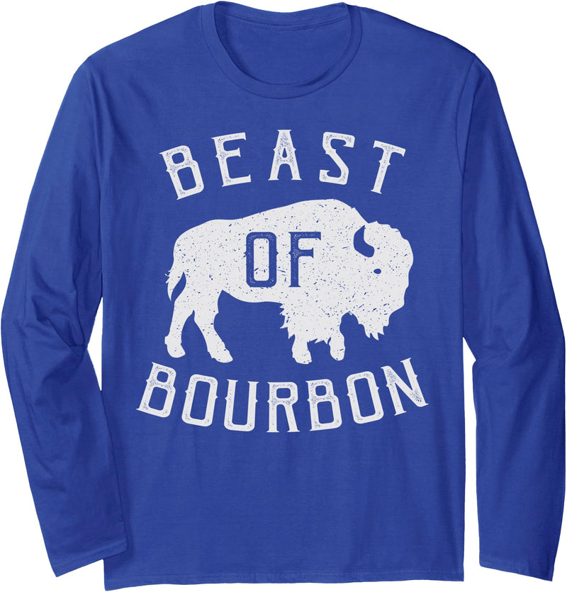 Drinking Fun designs - Big Ray Designs Beast of Bourbon Drinking Whiskey design Bison Buffalo Party Long Sleeve T-Shirt -