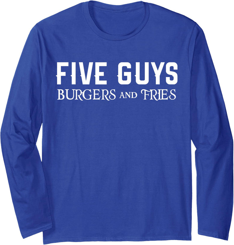 Awesomazing Designs Five Guys Burgers Fries Fast Food Worker Halloween Costume Long Sleeve T-Shirt - Royal Blue
