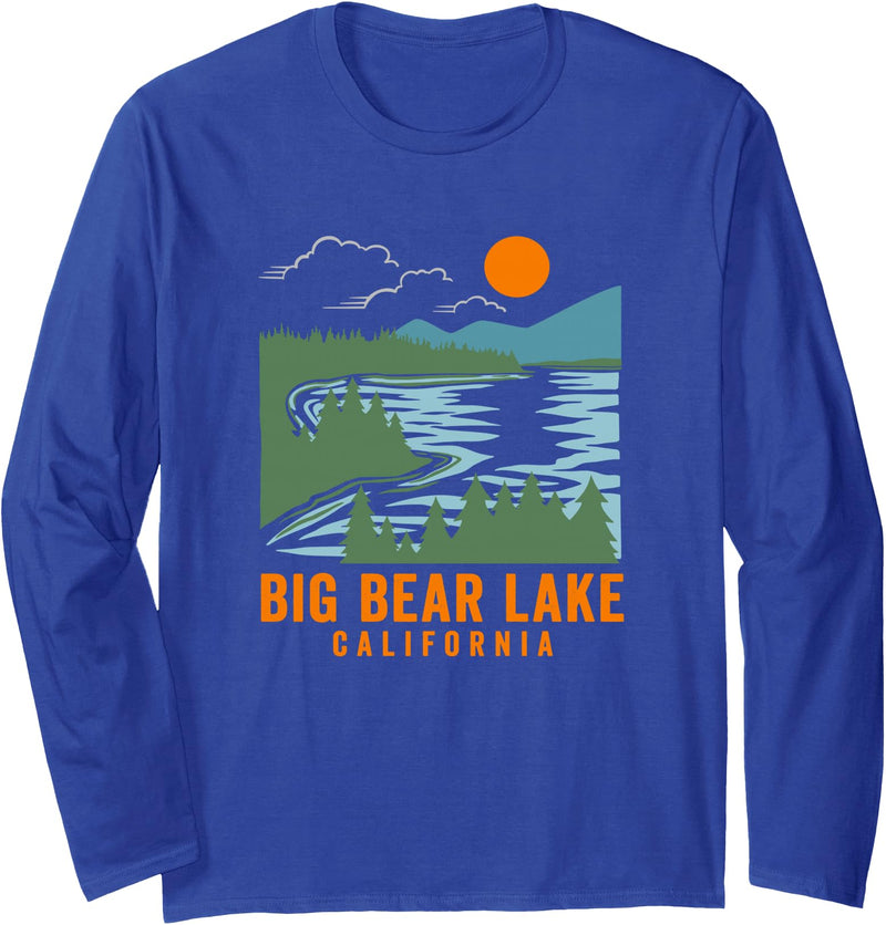 CA Lake Designs Big Bear Lake California Long Sleeve T-Shirt - Royal Blue