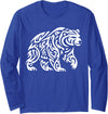 Bear Mania Tribal Grizzly Bear Long Sleeve T-Shirt - Royal Blue