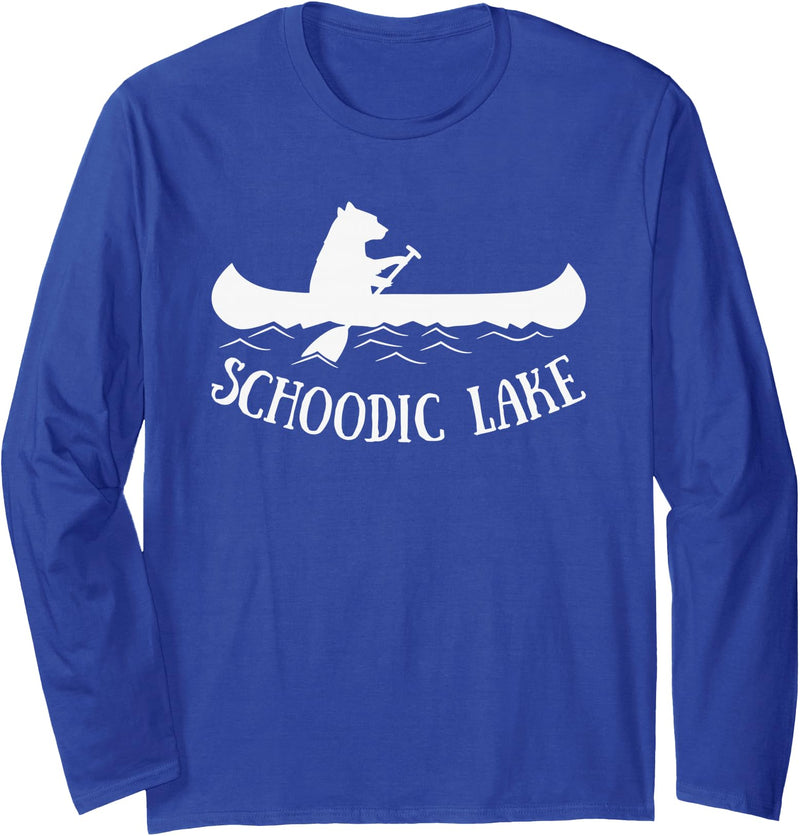 Maine Angler Fish Tees Schoodic Lake Maine Bear Canoe Gift Long Sleeve T-Shirt - Royal Blue
