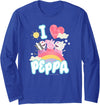 Peppa Pig Group Shot I Love Peppa Rainbow Friendship Logo Long Sleeve T-Shirt - Royal Blue