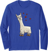 Llama Alpaca Gifts By Skizzenmonster Fancy Cartoon Llama with Hearts | I Love Llama & Alpaca Long Sleeve T-Shirt - Royal Blue