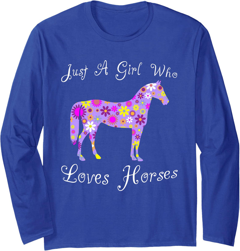 Cartba Horse Co. Fun Cute Just A Girl Who Loves Horses Long Sleeve T-Shirt - Royal Blue