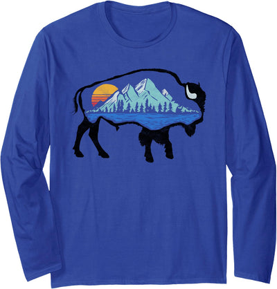 Cow Vintage National Park Bison Landscape Buffalo Art T-Shirt