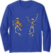Funny Halloween Tee Dancing Skeletons Dance Challenge Halloween Scary Skeleton Long Sleeve T-Shirt - Royal Blue